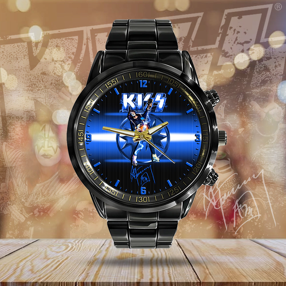KISS x Ace Frehley Black Stainless Steel Watch - MAITM 7548