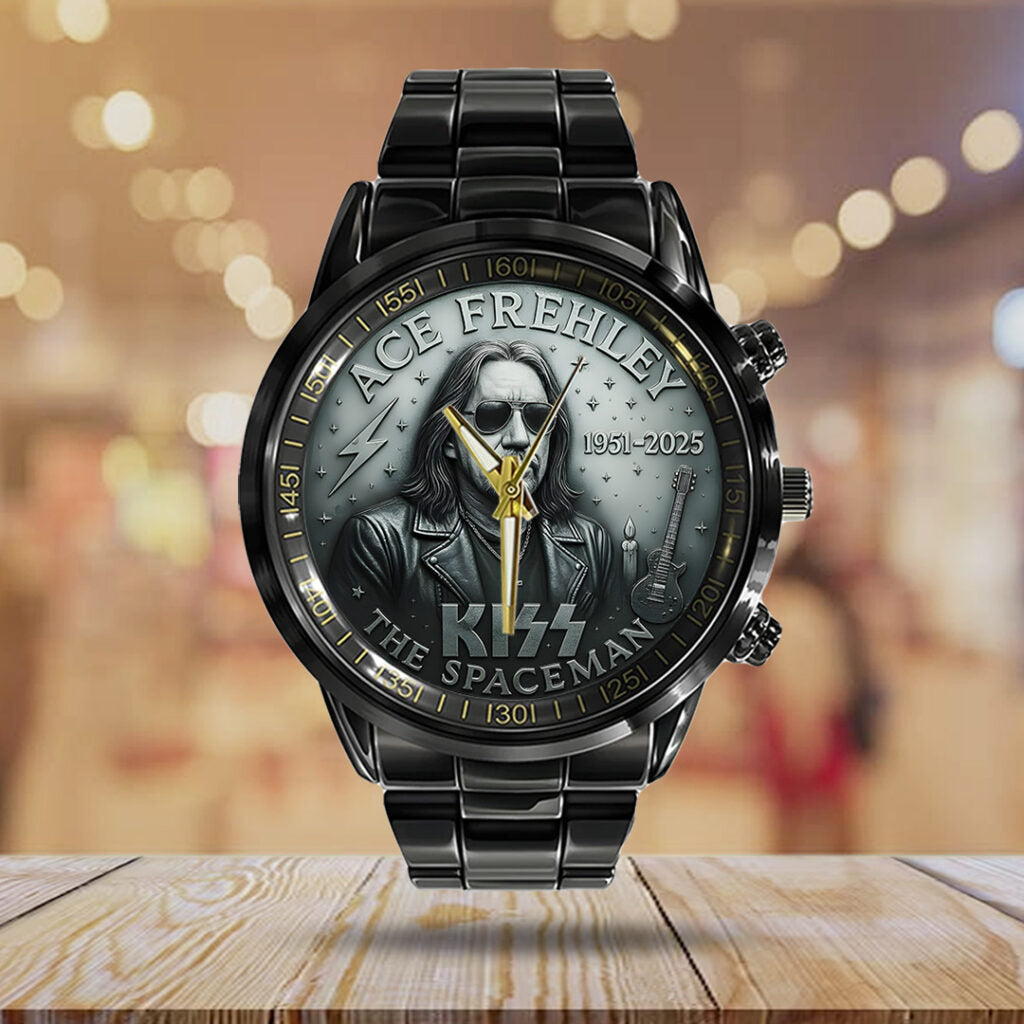 KISS x Ace Frehley Black Stainless Steel Watch - TANTN17691