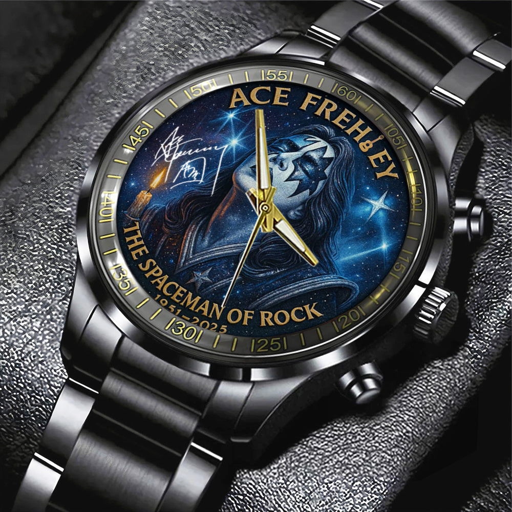 KISS x Ace Frehley Black Stainless Steel Watch - TANTN17619