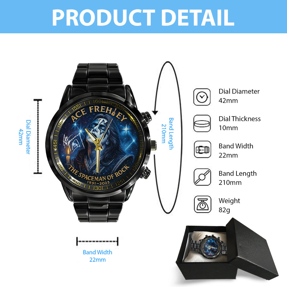 KISS x Ace Frehley Black Stainless Steel Watch - TANTN17619