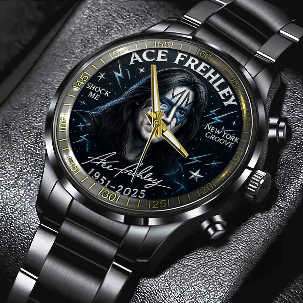KISS x Ace Frehley Black Stainless Steel Watch - TANTN17621