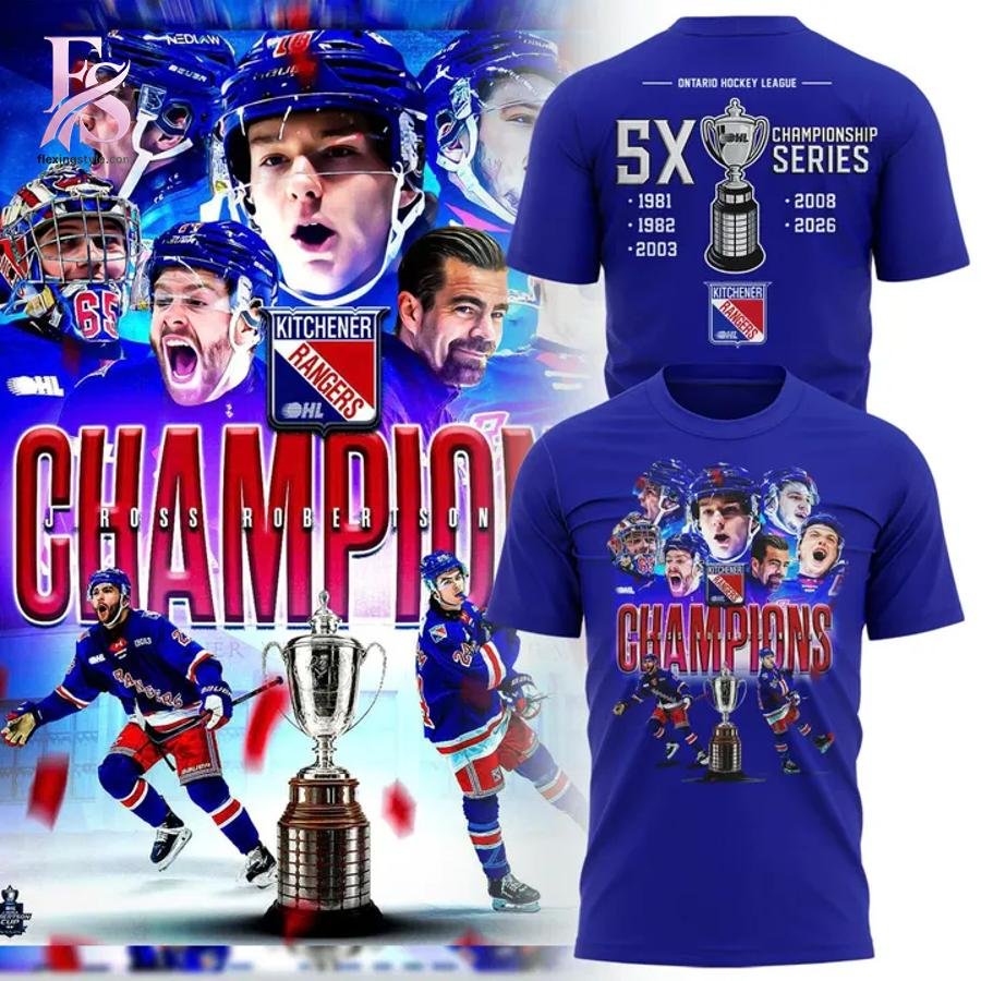 Kitchener Rangers Blue 2026 OHL Champions Hoodie