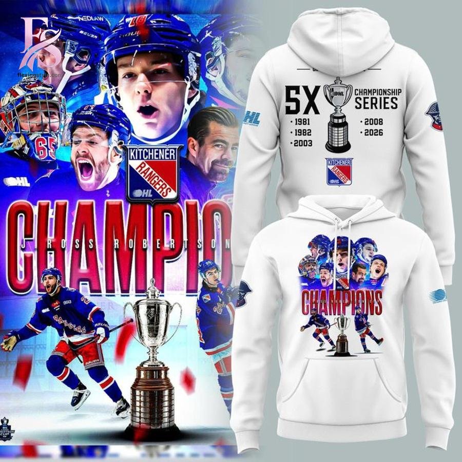 Kitchener Rangers Blue 2026 OHL Champions Hoodie