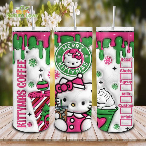 Kittymas Coffee Hello Kitty Tumbler 3D Dripping Starbucks Tumblers