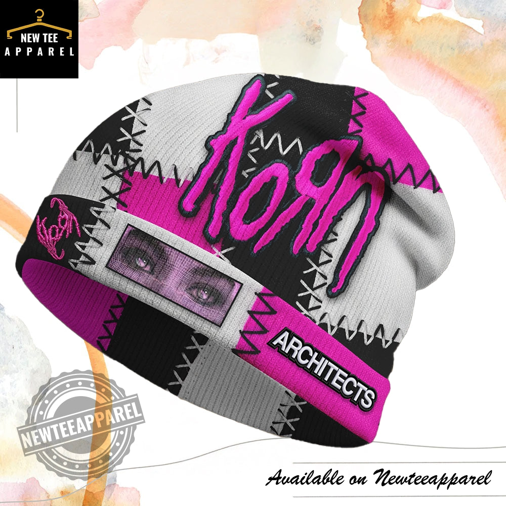 Korn Architects Pink Patchwork Beanie Hat