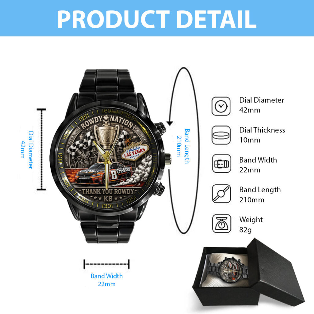 Kyle Busch Black Stainless Steel Watch - TANTN23205