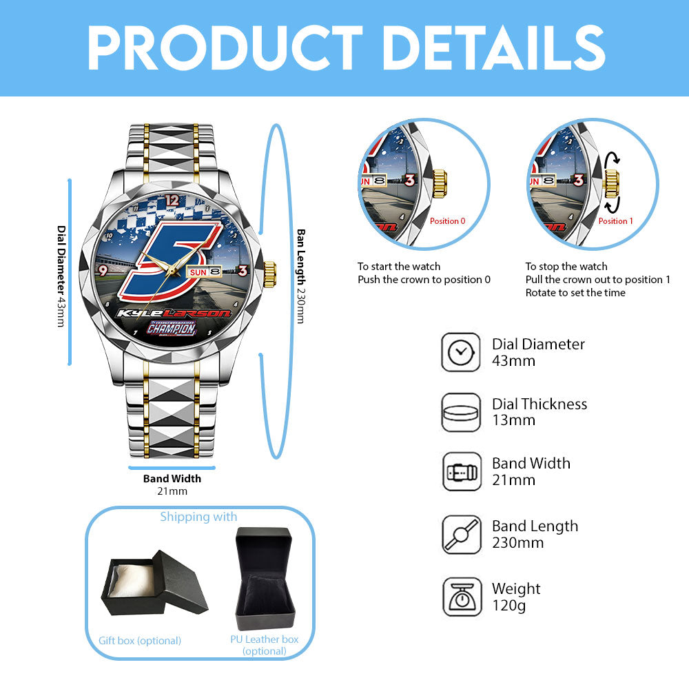 Kyle Larson 2025 NASCAR Cup Series Champion Alloy Luxury Quartz Watch - TANTN18542
