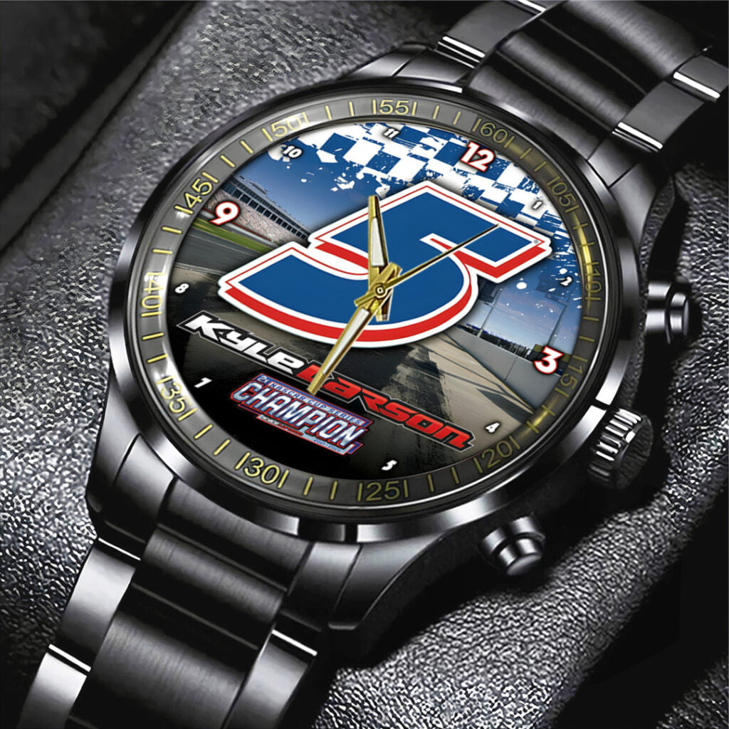 Kyle Larson 2025 NASCAR Cup Series Champion Black Stainless Steel Watch - TANTN18543