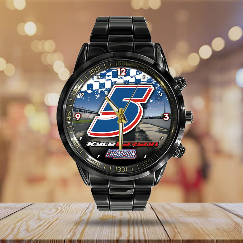 Kyle Larson 2025 NASCAR Cup Series Champion Black Stainless Steel Watch - TANTN18543