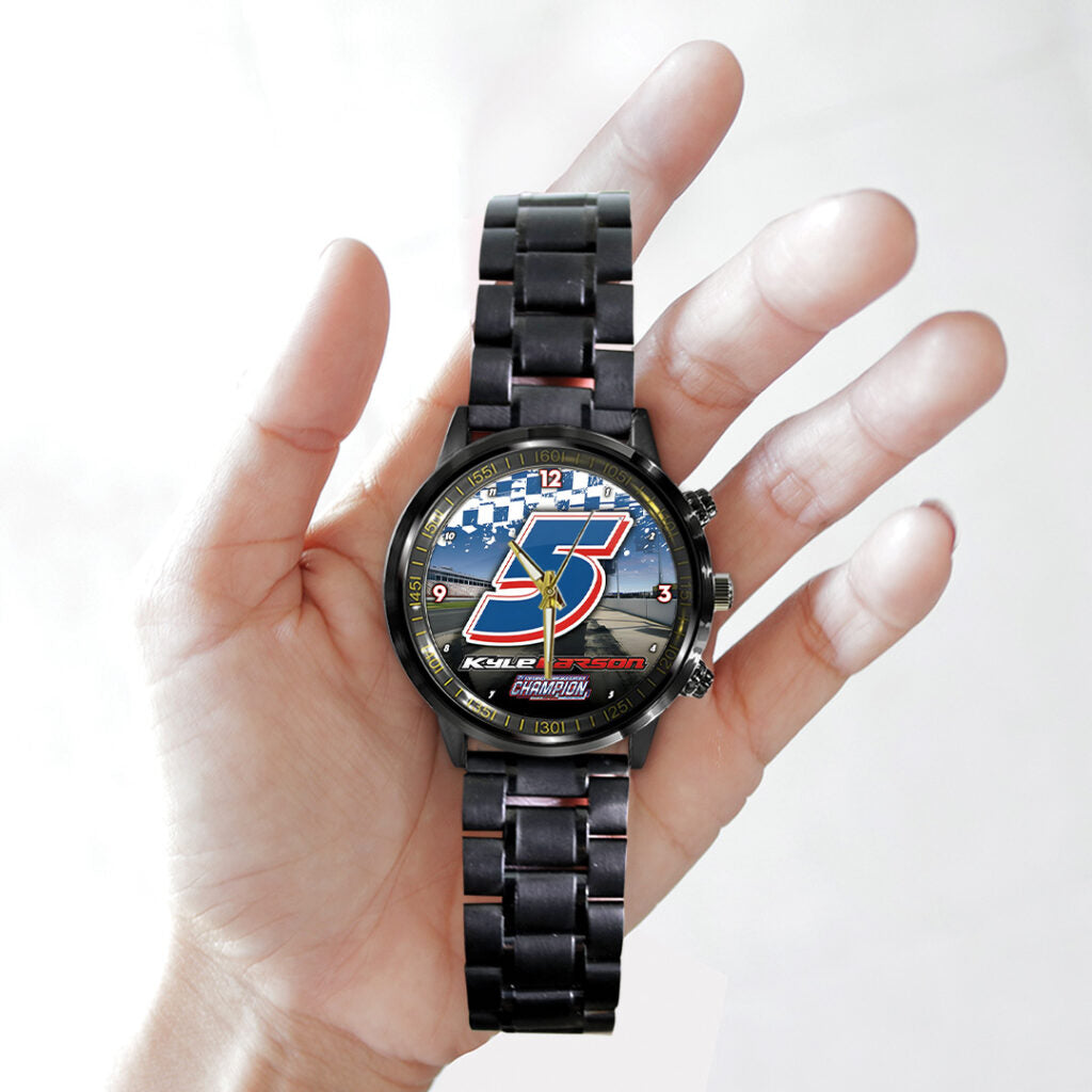 Kyle Larson 2025 NASCAR Cup Series Champion Black Stainless Steel Watch - TANTN18543