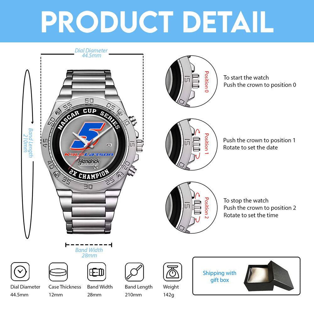 Kyle Larson 2025 NASCAR Cup Series Champion Gentleman Stainless Steel Watch - MAITM13743