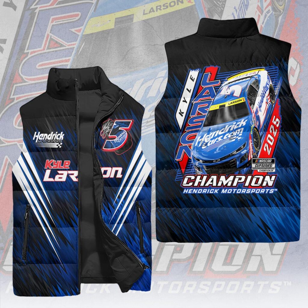 Kyle Larson 2025 NASCAR Cup Series Champion 3D Sleeveless Down Jacket – HOATT14407