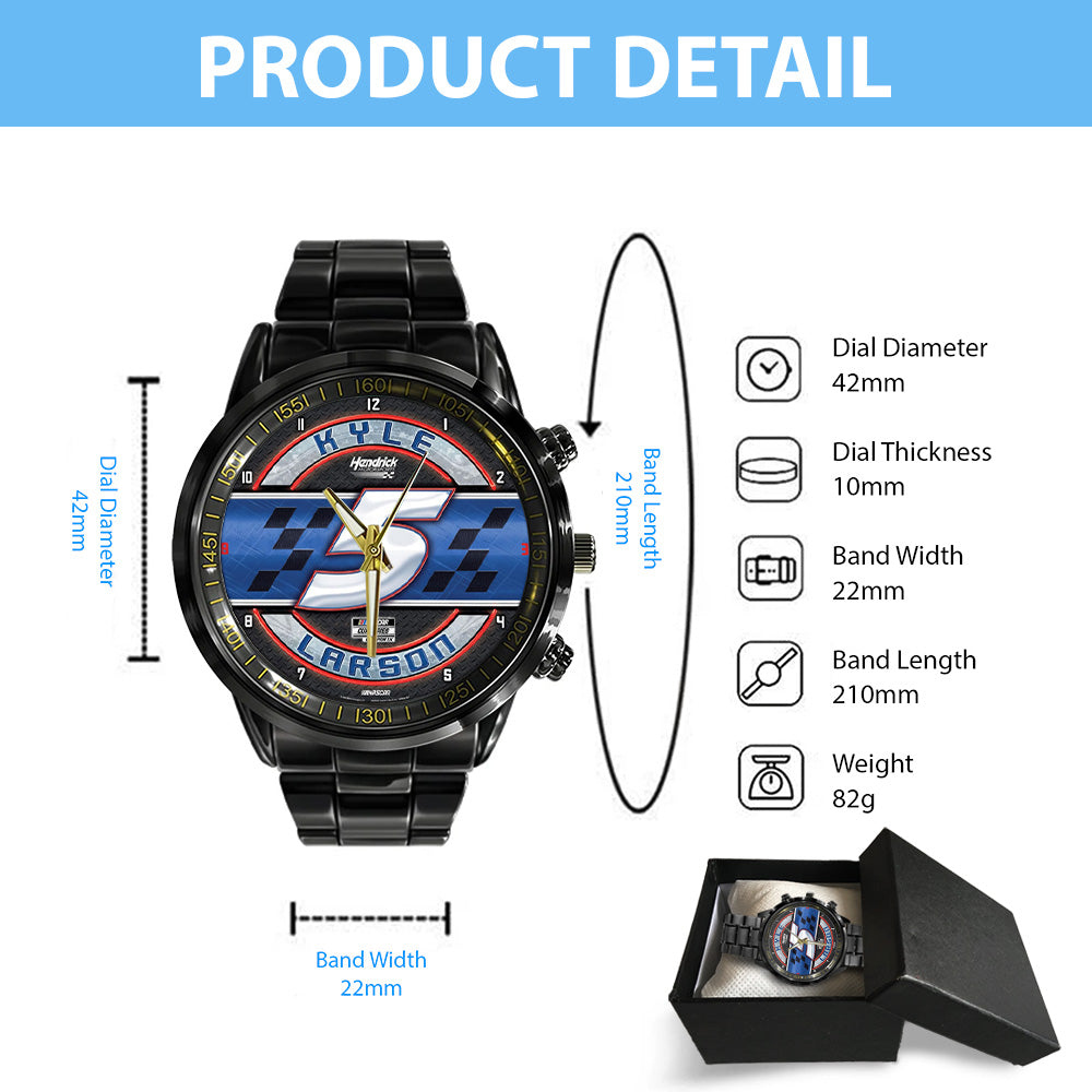 Kyle Larson 2025 NASCAR Cup Series Champion Black Stainless Steel Watch - TANTN18541