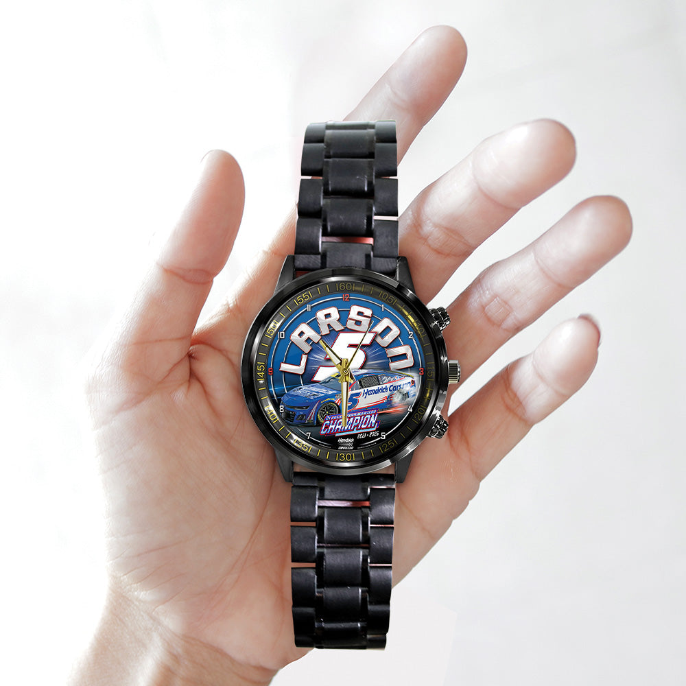 Kyle Larson 2025 NASCAR Cup Series Champion Black Stainless Steel Watch - TANTN18549