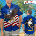 LA Rams American Flag Bald Eagle Patriotic NFL Hawaiian Shirt