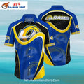 LA Rams Black and Blue Modern Curve Design NFL Hawaiian Shirt