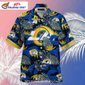 LA Rams Dark Tropical Leaves NFL Hawaiian Aloha Shirt