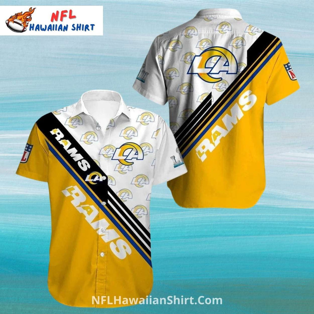 LA Rams Diagonal Stripe Yellow And White NFL Hawaiian Shirt