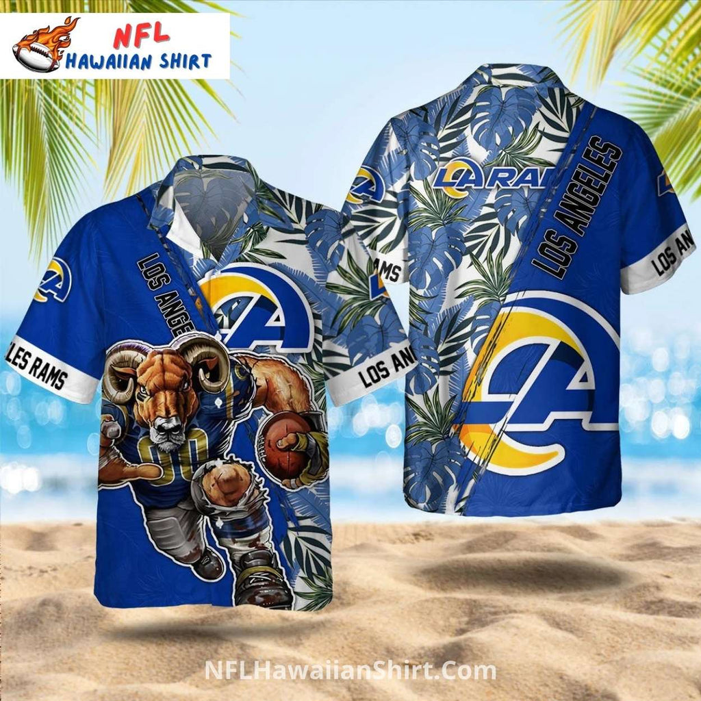 LA Rams Football Ram Mascot Tropical NFL Hawaiian Shirt
