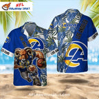 LA Rams Football Ram Mascot Tropical NFL Hawaiian Shirt