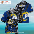 LA Rams Mickey Mouse Black Floral NFL Aloha Hawaiian Shirt