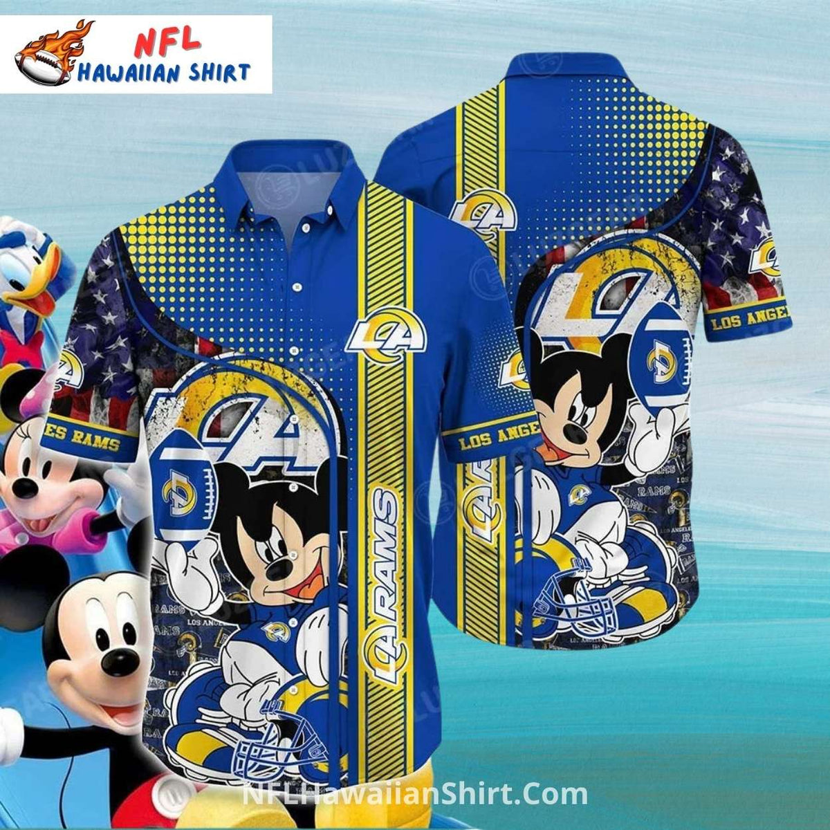 LA Rams Mickey Mouse Football NFL Hawaiian Aloha Shirt