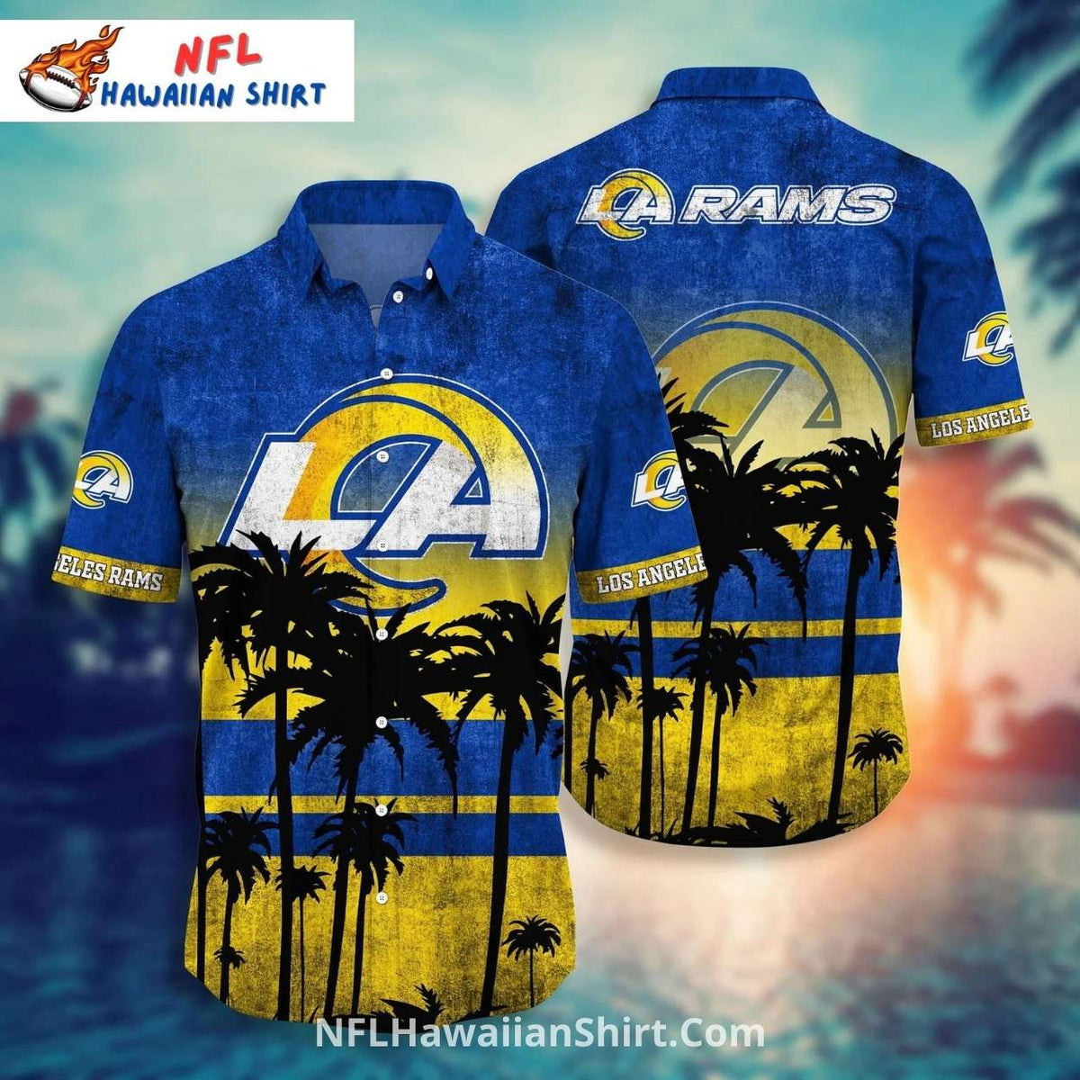LA Rams Pirate Skull Beige Beach Hawaiian Shirt
