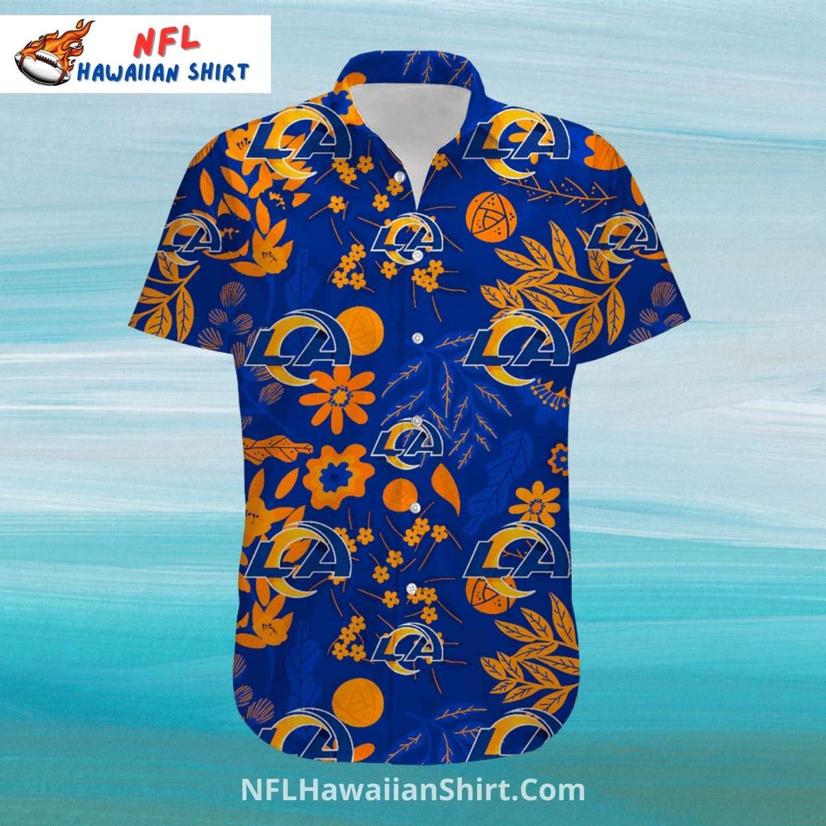 LA Rams Sunset And Palm Trees Button-Up Shirt