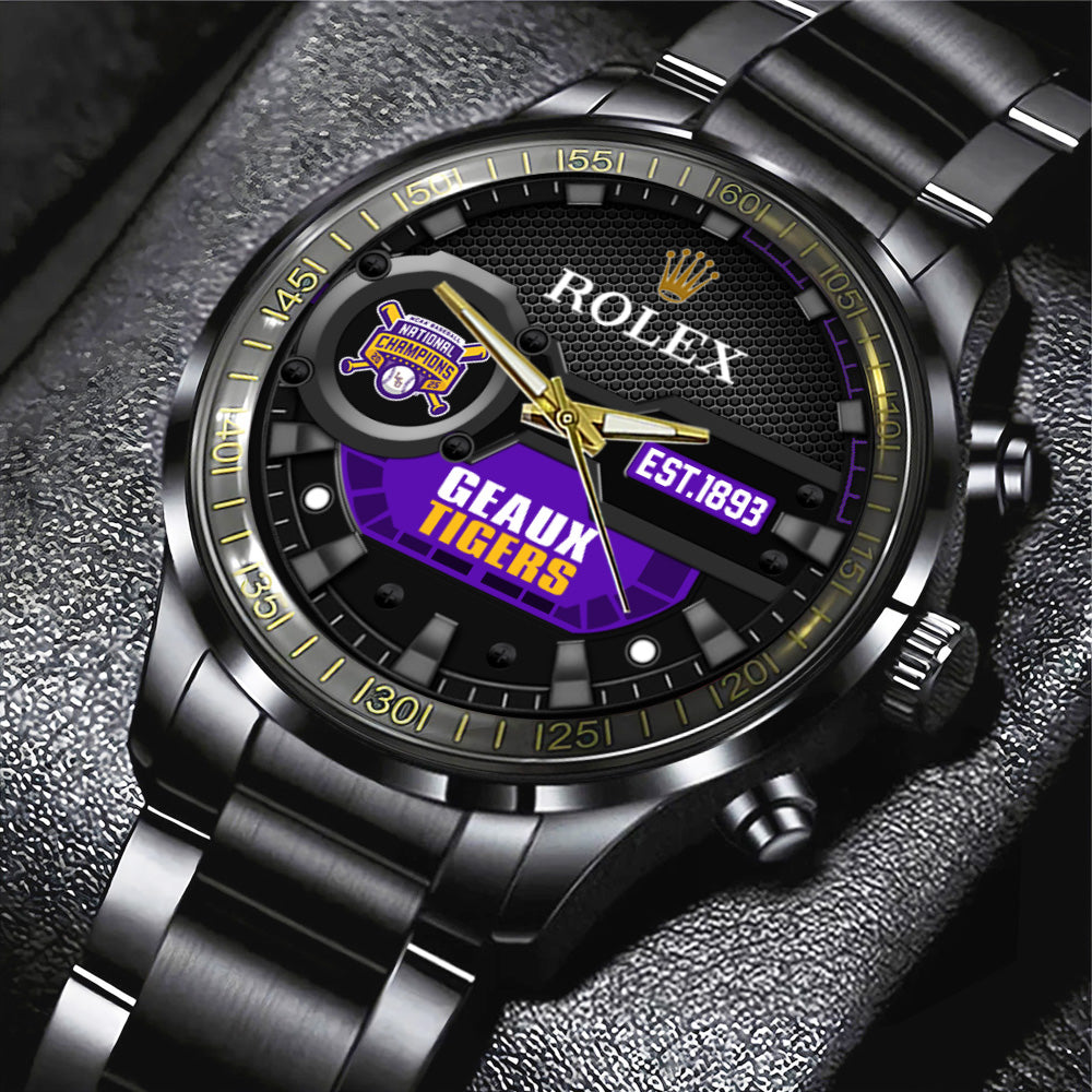 LSU Tigers Baseball 2025 National Champions x Rolex Black Stainless Steel Watch - MAITM 11899