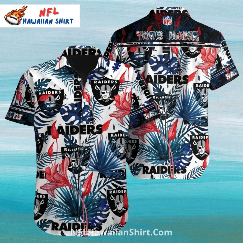 Las Vegas Raiders Aloha Shirt Colorful Tropical Leaves