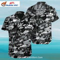 Las Vegas Raiders Aloha Shirt Grayscale Collage Design