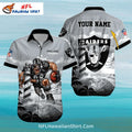 Las Vegas Raiders Aloha Shirt Lighthouse Ocean Storm