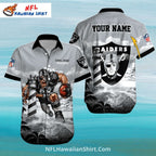 Las Vegas Raiders Aloha Shirt Lighthouse Ocean Storm
