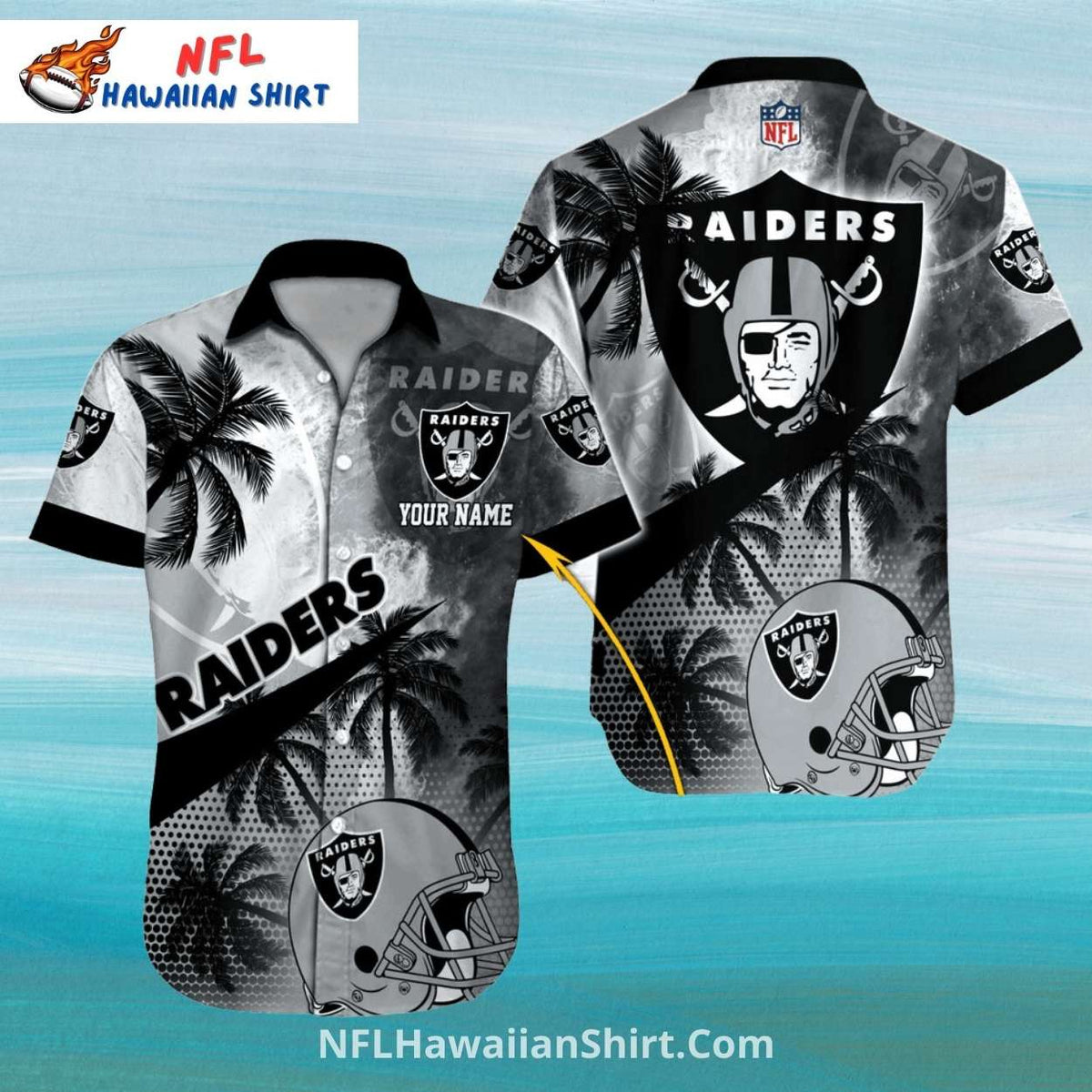 Las Vegas Raiders Aloha Shirt Palm Tree Black And White