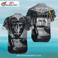 Las Vegas Raiders Aloha Shirt Sunset Beach Grayscale Theme