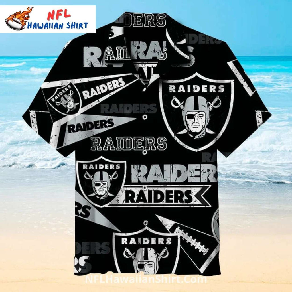 Las Vegas Raiders Aloha Shirt With Football And Banner Design