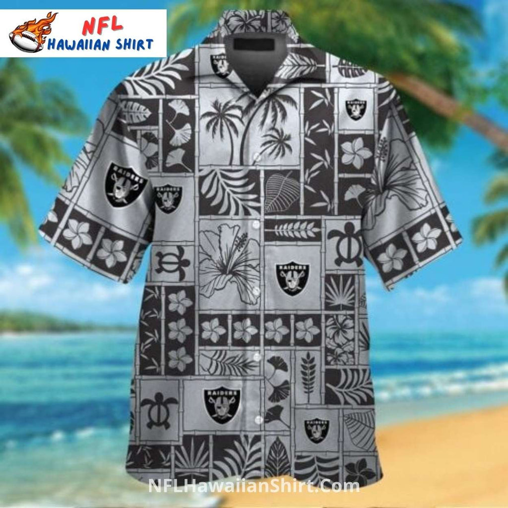 Las Vegas Raiders Aloha Shirt With Tropical Pattern Blocks