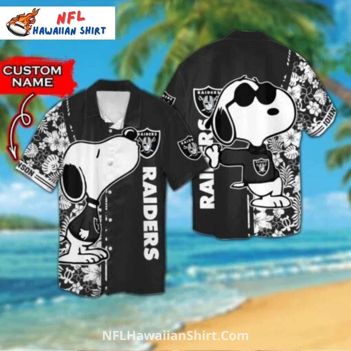 Las Vegas Raiders Custom Name Snoopy Aloha Shirt