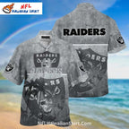 Las Vegas Raiders Distressed Shield Hawaiian Shirt
