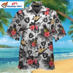 Las Vegas Raiders Hawaiian Shirt With Hibiscus And Pineapple Design