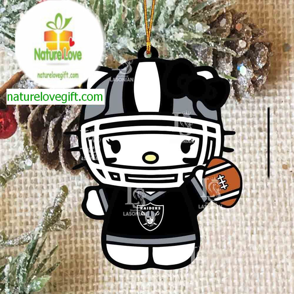 Las Vegas Raiders Hello Kitty NFL Acrylic Christmas Tree Decoration Ornament