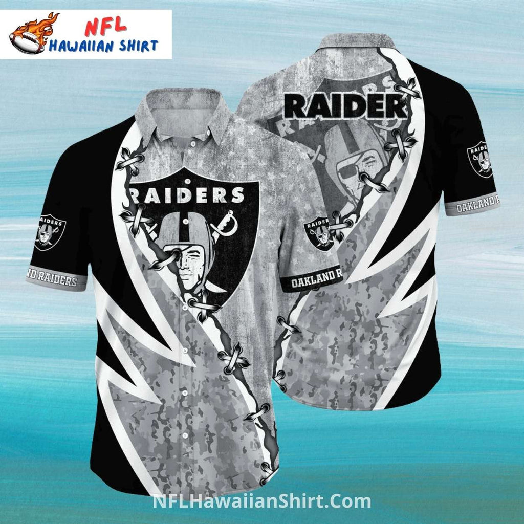 Las Vegas Raiders Shield Camo Pattern Hawaiian Shirt
