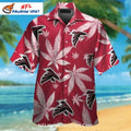 Leaf Pattern Atlanta Falcons Themed Button-Up Shirt