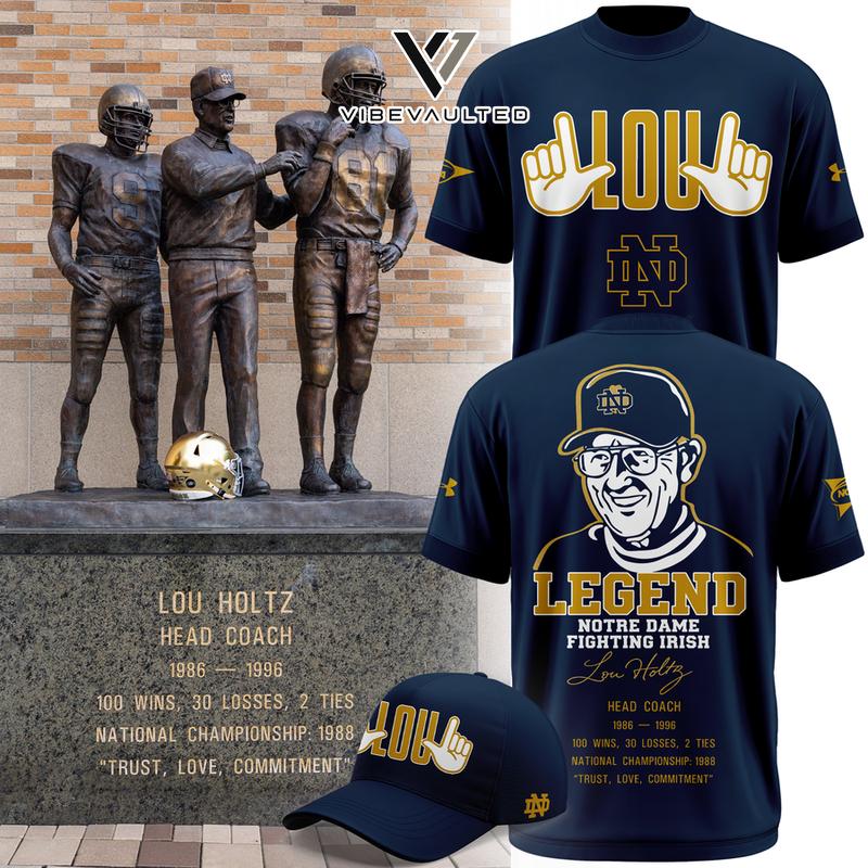 Legend Lou Holtz Notre Dame Fighting Irish Football Tee Shirt