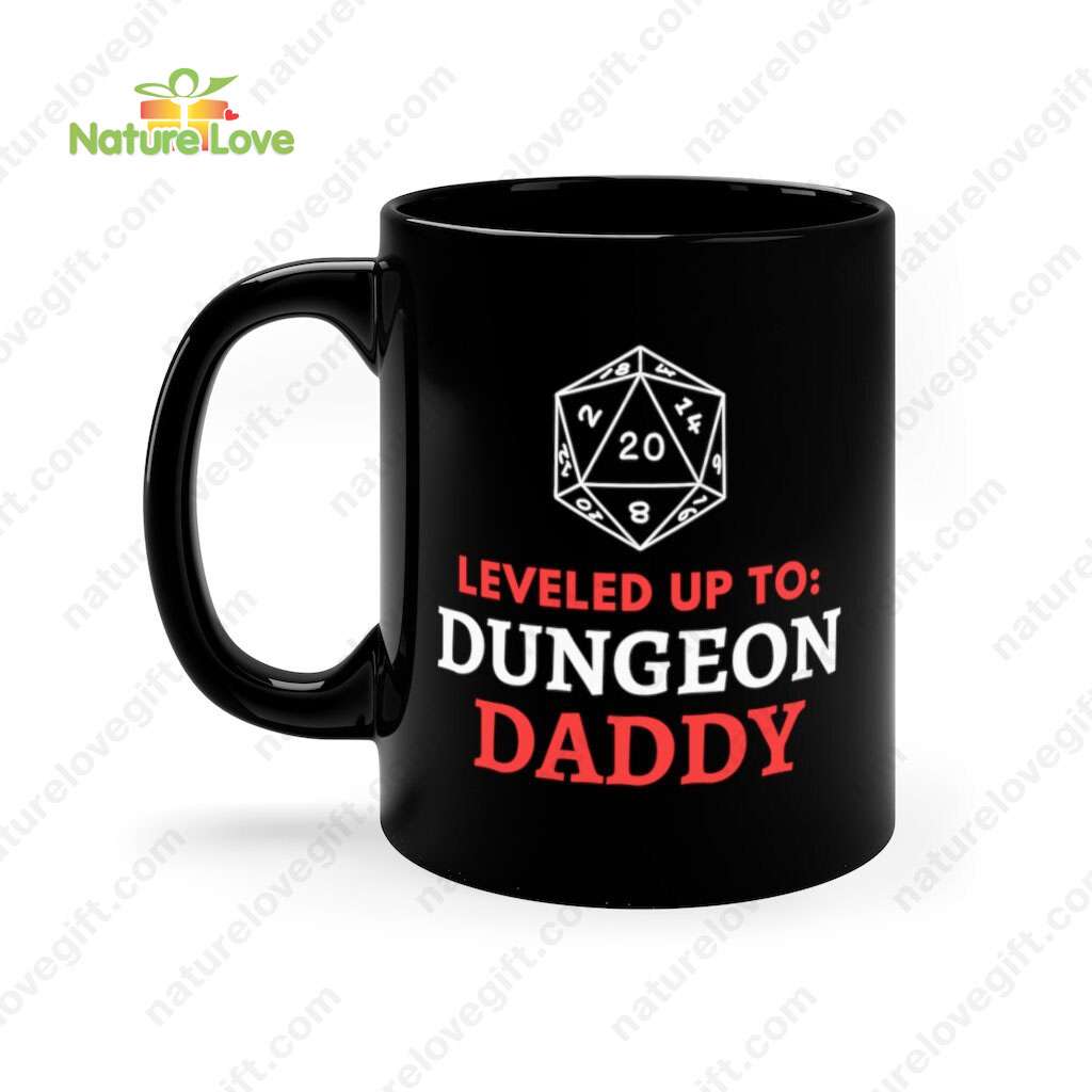 Leveled up to Dungeon Daddy Mug DnD Dungeons and Dragons Ceramic Coffee Gift