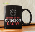 Leveled up to Dungeon Daddy Mug DnD Dungeons and Dragons Ceramic Coffee Gift