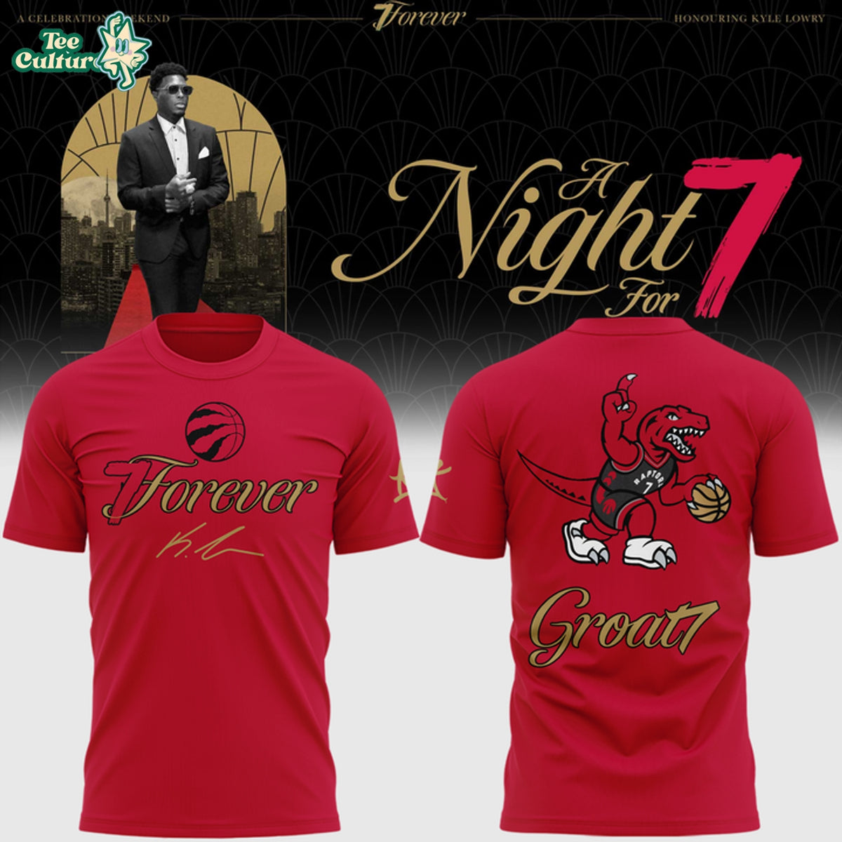 Limited Edition Toronto Raptors Kyle Lowry Groat7 Red T-shirt