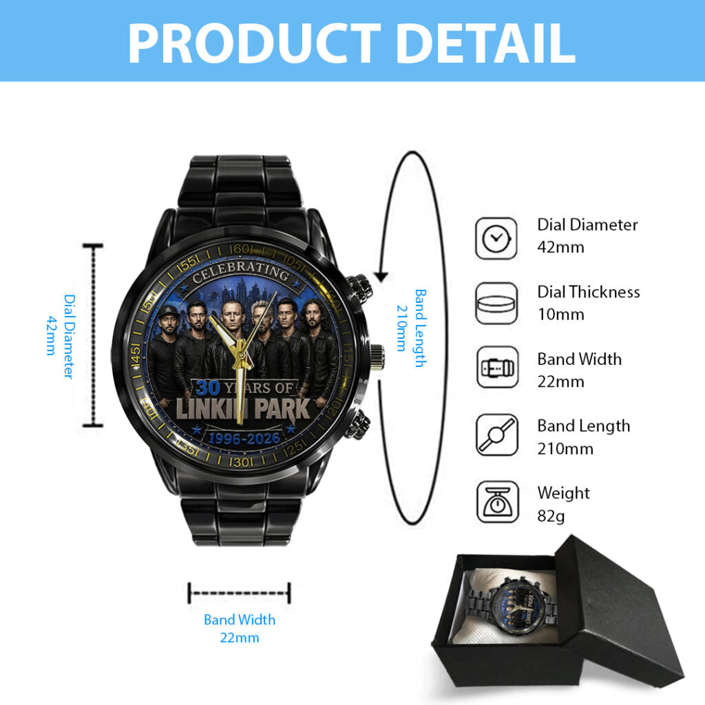Linkin Park 30th Anniversary Black Stainless Steel Watch - TANTN24657