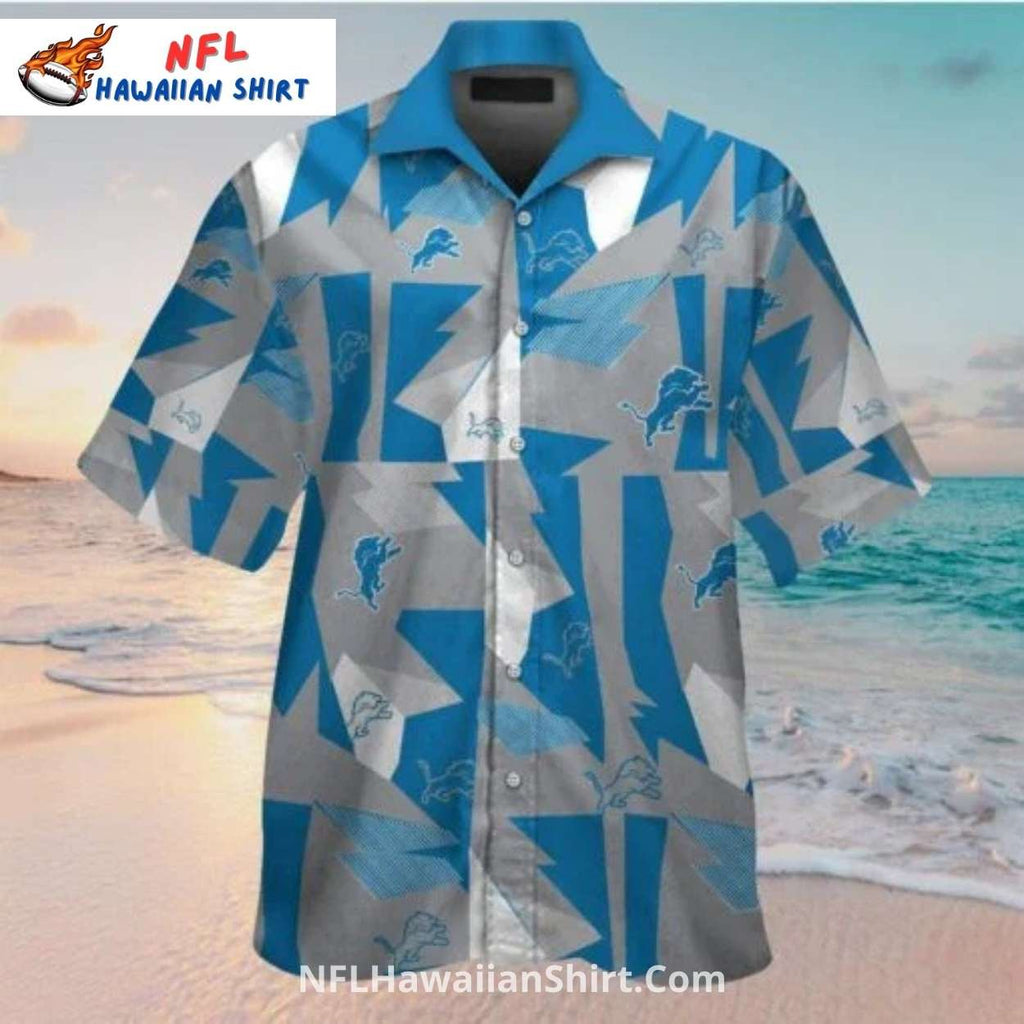 Lions Hawaiian Shirt Blue And Gray Abstract Print