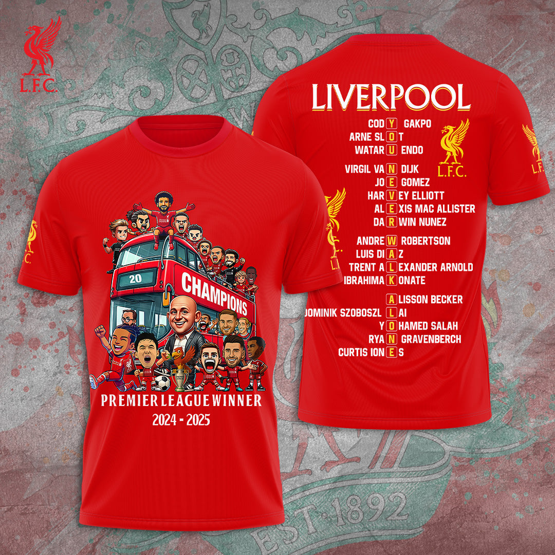 Liverpool FC 2024/25 Premier League Champions 3D Apparel – TANTN 12697